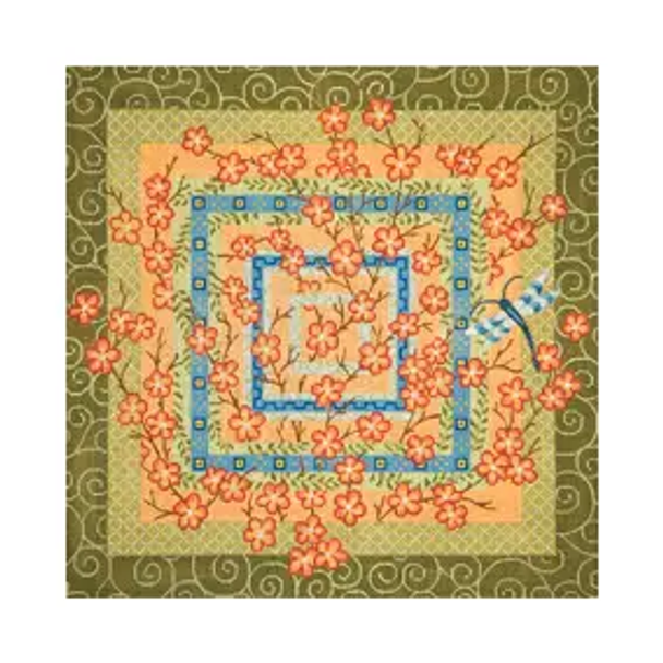 Asian O050 Cherry Blossom Squares  13 Mesh JP Needlepoint