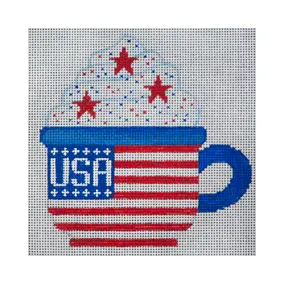 Holiday H121 USA Coffee Mug 5 X 5 18 Mesh JP Needlepoint