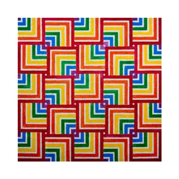 MISCELLANEOUS L869 Large Red Rainbow Squares 13 Mesh JP Needlepoint