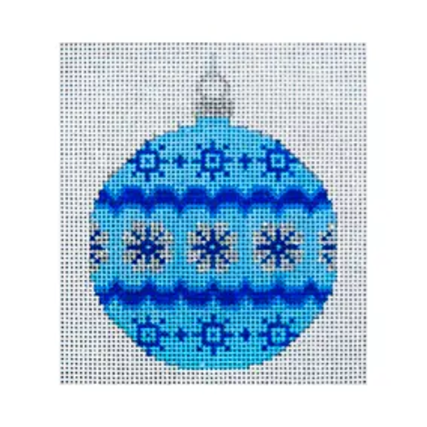 CHRISTMAS X304-6 Snowflakes on Lt. Blue Ornament 18 Mesh JP Needlepoint