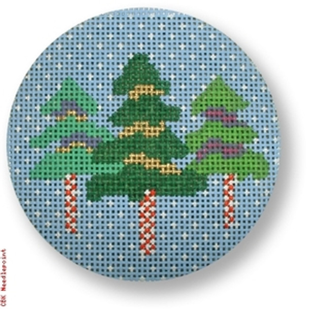 DK-EX 21 Three Christmas Trees 13 Mesh 4" Rnd Designs by Karen