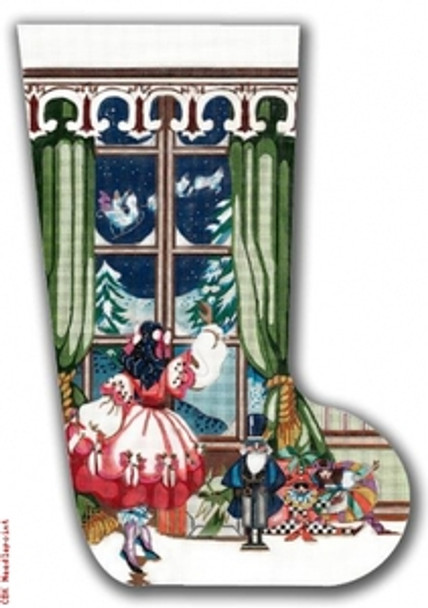 CJ189 Girl at Window 18 Mesh 20" Christmas Stocking Eddie & Ginger 