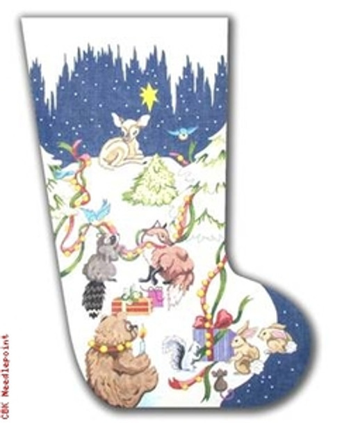 CJ143 Forest Animals II 18 Mesh 20" Christmas Stocking Eddie & Ginger 