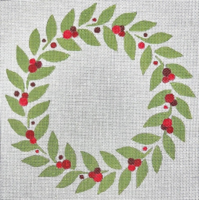 HO2452 WREATH RED BERRIES 7.5 x 7.5 18 Mesh Raymond Crawford Designs