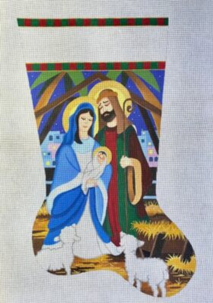 HO2325 HOLY FAMILY STOCKING 22 inches long 18 Mesh Raymond Crawford Designs