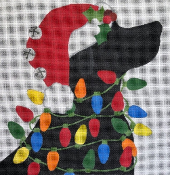 HO2294 BLACK LAB CHRISTMAS 9 x 9 18 Mesh Raymond Crawford Designs