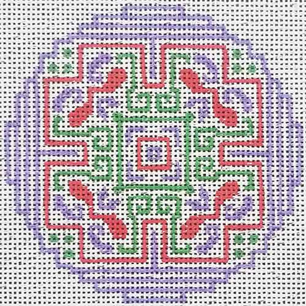 FSD-CO4 Sparkling Medallion #4 (White with Silver canvas Mesh: 18 Design: 3 1/2" diameter Finger Step Designs