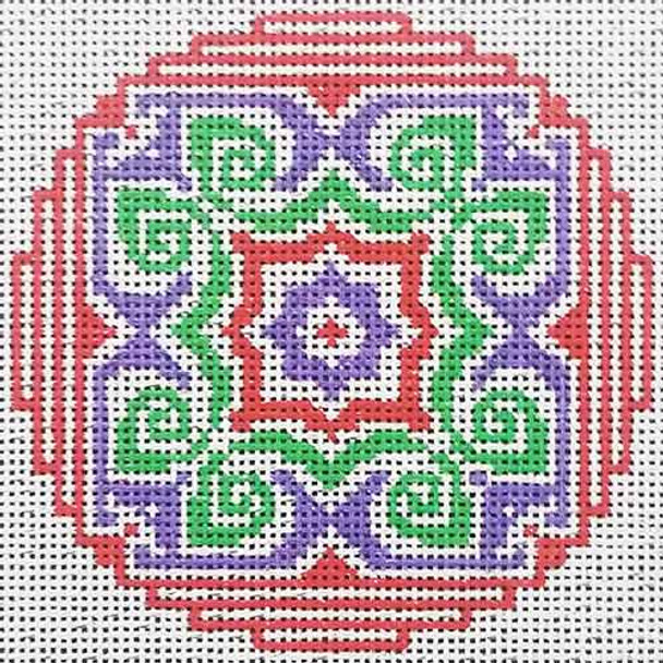 FSD-CO5 Sparkling Medallion #5 (White with Silver canvas Mesh: 18 Design: 3 1/2" diameter Finger Step Designs