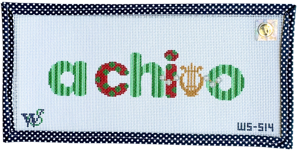 SORORITY DOTS & STRIPES WS-514 Alpha Chi Omega 10" wide by 6" tal 13 Mesh WIPSTITCH Needleworks!