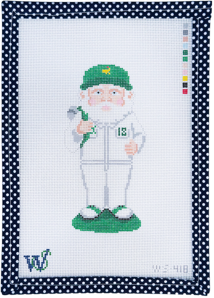 THE MASTERS GOLF GNOME WS-408 The Caddie (2018) 2.75" wide by 6" tall 18 Mesh WIPSTITCH Needleworks!