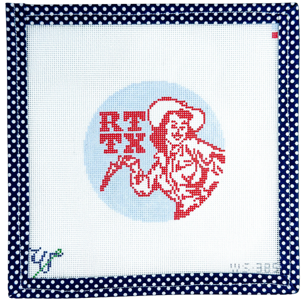 WS-385 Miss Round Top TEXAS COWGIRL 4" round 18 Mesh WIPSTITCH Needleworks!