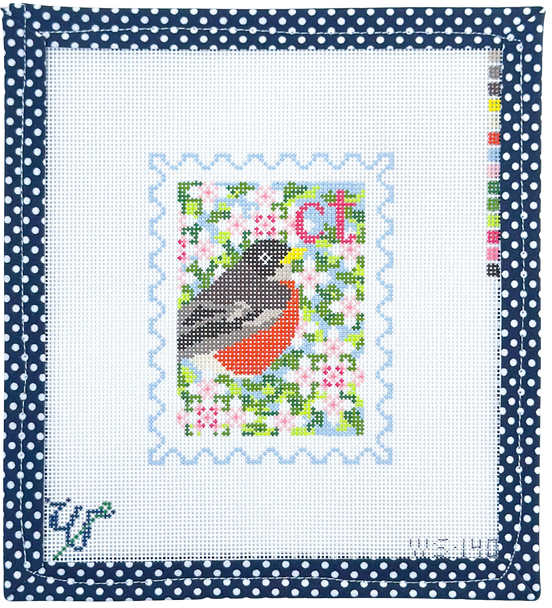 BIRD AND FLOWER STAMP WS-140 Connecticut 3.5" wide by 4.25" tall 18 Mesh WIPSTITCH Needleworks!