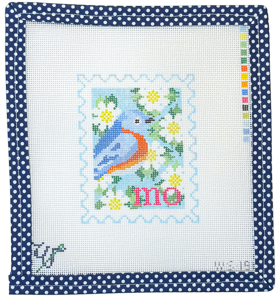 BIRD AND FLOWER STAMP WS-191 Missouri 3.5" wide by 4.25" tall 18 Mesh WIPSTITCH Needleworks!