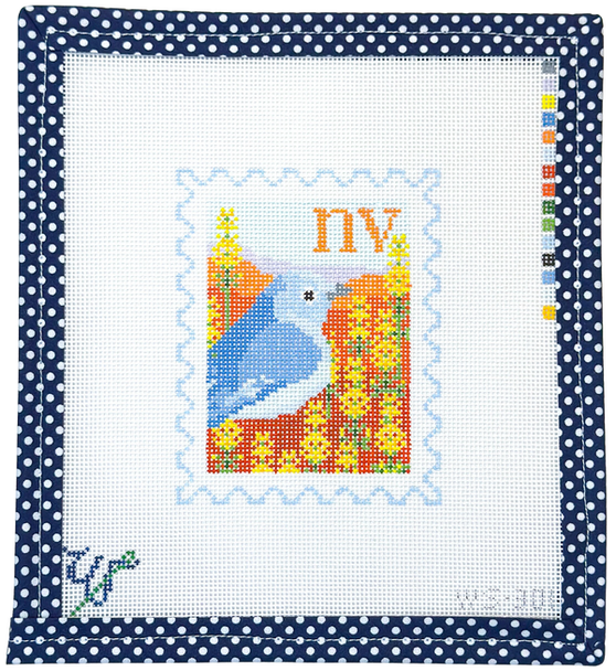 BIRD AND FLOWER STAMP WS-30 Nevada 3.5" wide by 4.25" tall 18 Mesh  WIPSTITCH Needleworks!