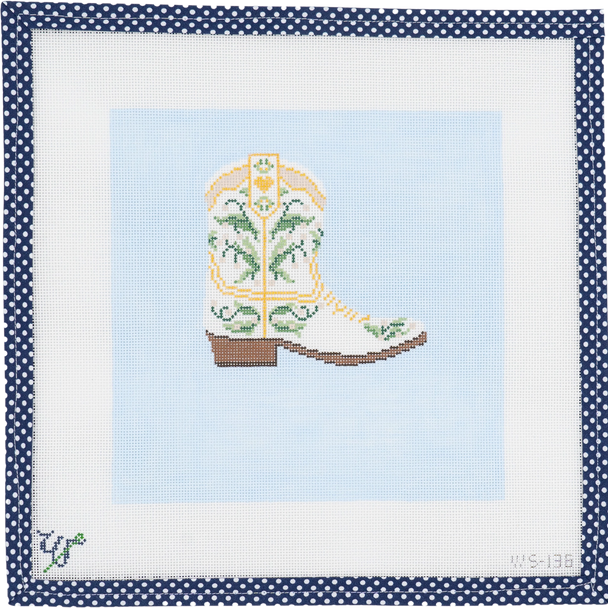 WS-136 Boot Scoot Bride 7.5" wide by 7.5" tall 18 Mesh Includes an alphabet chart WIPSTITCH Needleworks!