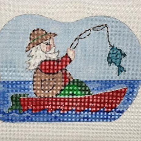 CA-SOV2 Cheryl Schaeffer And Annie Lee Designs 6 x 6 18 Mesh Santa Fishing