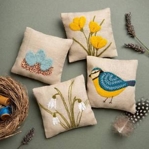 Linen Lavender Bags Embroidery Kit - Spring Garden Corinne Lapierre Felt Kit