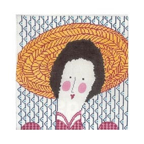 JJM-PL 27 Lady w/Straw Hat 10” x 10" 13 Mesh Janis J. Mattox