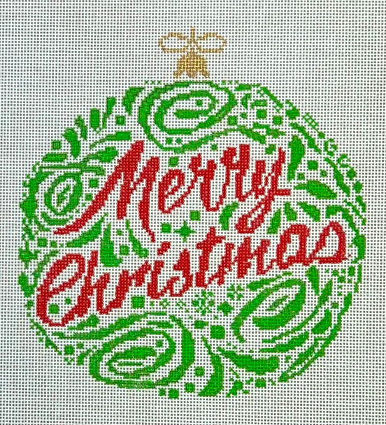 BP-98 Merry Christmas Ornament - Green 6 x 6 ¾  18 Mesh BP DESIGNS