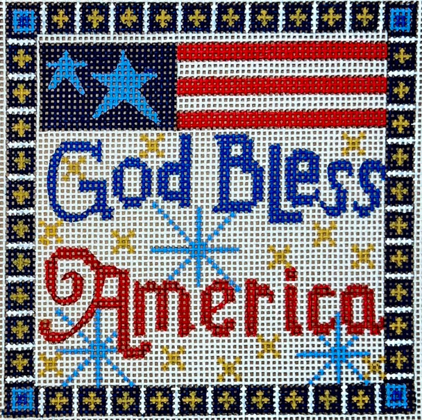 CH-1177 God Bless America Square 4 x 4 18 Mesh CH Designs