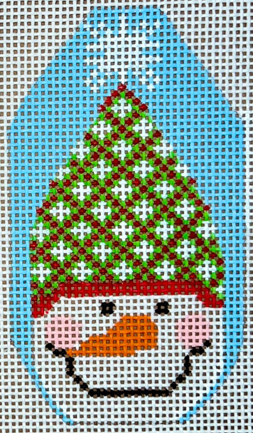 CH-1233 Snowman Ornament - Hat with Snowflakes 2 ½ x 4 ½  13 Mesh CH Designs
