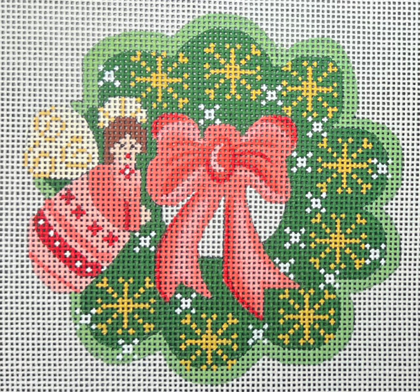 CH-1291 Wreath Ornament - Angel 4 ¼ x 4 ¼ 18 Mesh CH Designs