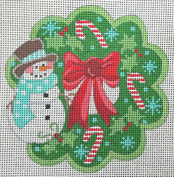 CH-1297 Wreath Ornament - Snowman 4 ¼ x 4 ¼ 18 Mesh CH Designs