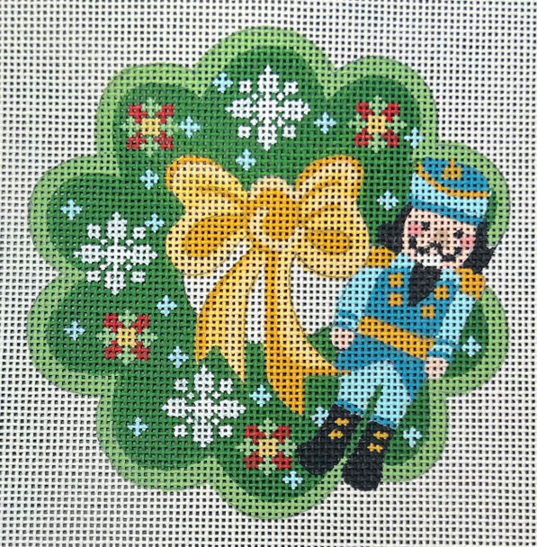CH-1300 Wreath Ornament - Nutcracker  4 ¼ x 4 ¼ 18 Mesh CH Designs