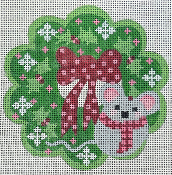 CH-1301 Wreath Ornament - Mouse 4 ¼ x 4 ¼ 18 Mesh CH Designs