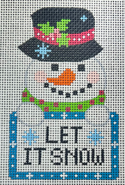 CH-1410-13M Snowman Tag - Let It Snow 3 ½ x 5 ½  13 Mesh CH Designs