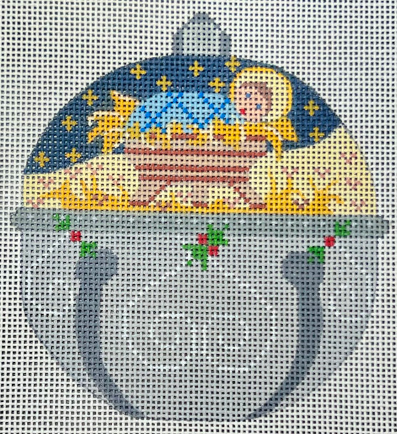 CH-1490 Baby Jesus Jingle Bell  4 ¼ x 4 ¼  18 Mesh CH Designs