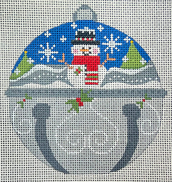 CH-1491 Snowman Jingle Bell 4 ¼ x 4 ¼  18 Mesh CH Designs