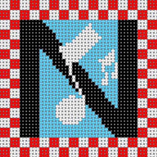 LP-132 Letter N Checker Border Alphabet 10 Mesh 71⁄4x71⁄4 Linda Pietz