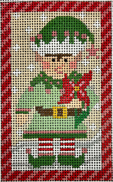 CH-1551 Elf Holding Poinsettia 2 ½ x 4 18 Mesh CH Designs