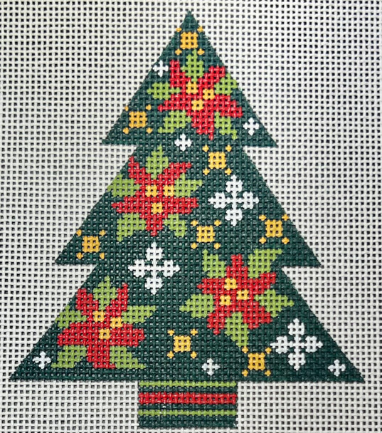 CH-1611 Tree with Poinsettias  9 X 10 13 Mesh CH Designs