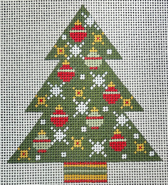 CH-1612 Tree with Ornaments  9 X 10 13 Mesh CH Designs
