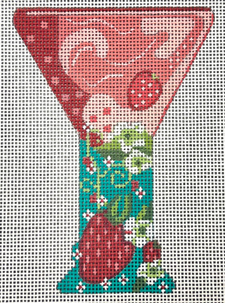 CH-1693 Cocktail Scissors Case - Strawberry Daiquiri 3 ¾ x 4 ¼ 18 Mesh With Stitch Guide CH Designs