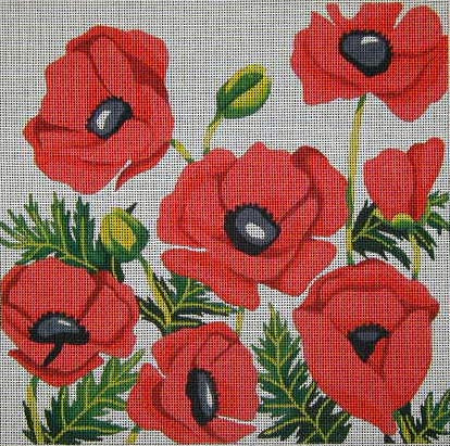 191 Oriental Poppies 14 x 14  12 Mesh Danji Designs