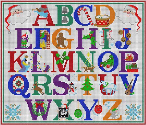 LP-159 Christmas Alphabet 18 Mesh 14 3⁄4 x 12 1⁄2 Linda Pietz