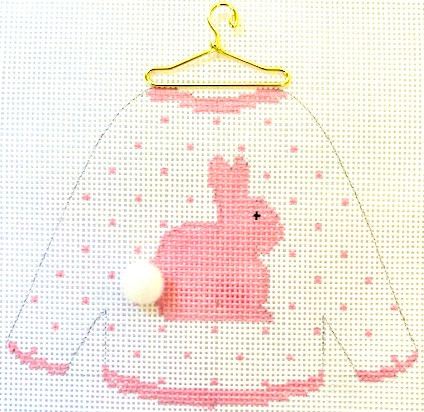 HB-187 Sweater - Pink Bunny 4 ½ x 3 ½ 18 Mesh Stitch Guide Included Hummingbird Designs