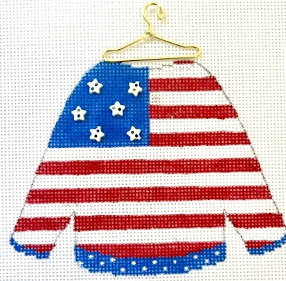 HB-190 Sweater - Flag 4 ½ x 3 ½ 18 Mesh Stitch Guide Included Hummingbird Designs