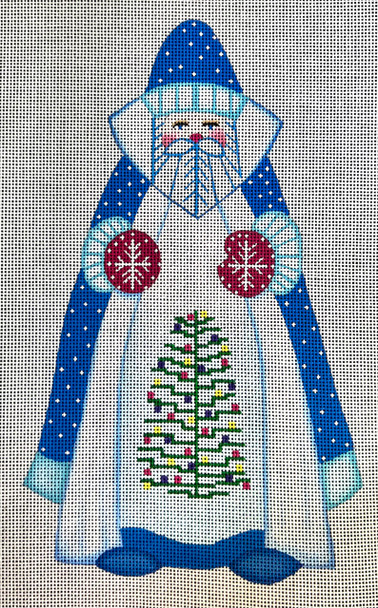 KS-28 Snowflake Santa 5 ½ x 9 ⅜  18 Mesh  KATIE’S NEEDLEPOINT DESIGNS