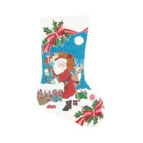 Christmas Stocking 22” Tall CS752 Santa’s Presents Delivery Shelly Tribbey Designs 18 Mesh