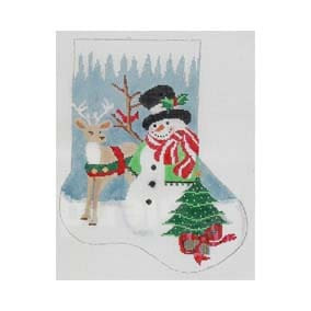 Christmas Midi Stocking MC42 Snowy Christmas Shelly Tribbey Designs Stocking 9” Tall 18 Mesh