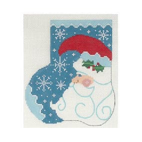Christmas Mini-Sock C097 Snowflake Profile Santa 4X5 18 Mesh Shelly Tribbey Designs