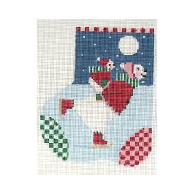 Christmas Mini-Sock C331 Holiday Polar Skaters 4X5 18 Mesh Shelly Tribbey Designs