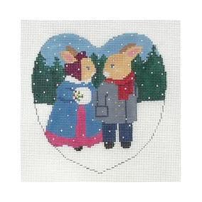 Christmas Ornament C51 Bunny Couple 4.5 X 4.5 18 Mesh  Shelly Tribbey Designs