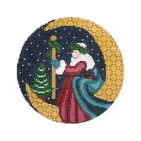 Christmas Ornament C105 Star Struck Santa Round 5"RD 18 Mesh Shelly Tribbey Designs