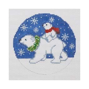 Christmas Ornament C671 Polar Bear Mother & Child 4"RD 18 Mesh Shelly Tribbey Designs