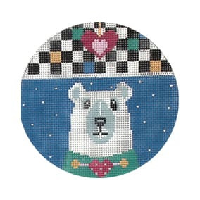 Christmas Ornament C911 Heartful Polar Bear 4" Round 18 Mesh Shelly Tribbey Designs